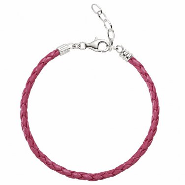 Authentic Chamilia Pink Metallic Braided Leather Bracelet  Adjustable 1030-0112
