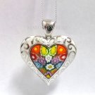 AUTHENTIC MURANO MULTI COLOR MILLEFIORI HEART PENDANT 8MP3260 BY ALAN K