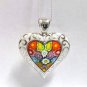 AUTHENTIC MURANO MULTI COLOR MILLEFIORI HEART PENDANT 8MP3260 BY ALAN K