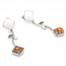 AUTHENTIC MURANO MILLEFIORI SQUARE FLOWER EARRINGS 8ME718 BY ALAN K