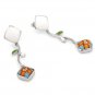 AUTHENTIC MURANO MILLEFIORI SQUARE FLOWER EARRINGS 8ME718 BY ALAN K