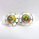 AUTHENTIC MURANO MILLACRELI MULTI COLOR FLOWER EARRINGS 8ME124 BY ALAN K