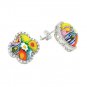 AUTHENTIC MURANO MILLEFIORI CLOVER EARRINGS WITH CZ ACCENTS 8ME740 BY ALAN K