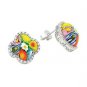 AUTHENTIC MURANO MILLEFIORI CLOVER EARRINGS WITH CZ ACCENTS 8ME740 BY ALAN K