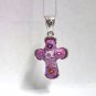 AUTHENTIC MURANO PINK MILLEFIORI CROSS PENDANT 8MP1251 BY ALAN K