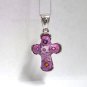 AUTHENTIC MURANO PINK MILLEFIORI CROSS PENDANT 8MP1251 BY ALAN K
