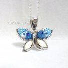 AUTHENTIC MURANO LIGHT BLUE SMALL BUTTERFLY MILLEFIORI PENDANT 8MP2106 BY ALAN K