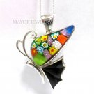 AUTHENTIC MURANO BUTTERFLY MILLEFIORI ANIMAL PENDANT 8MP371BLK BY ALAN K