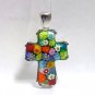 AUTHENTIC MURANO MILLACRELI MULTI COLOR CROSS PENDANT 8MP17802 BY ALAN K