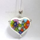 AUTHENTIC MURANO MILLACRELI MULTI COLOR  HEART PENDANT 8MP1340 BY ALAN K