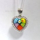 AUTHENTIC MURANO MULTI COLOR MILLEFIORI HEART PENDANT 8MP507 BY ALAN K