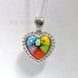 AUTHENTIC MURANO MULTI COLOR MILLEFIORI HEART PENDANT 8MP507 BY ALAN K