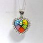 AUTHENTIC MURANO MULTI COLOR MILLEFIORI HEART PENDANT 8MP507 BY ALAN K