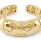 Authentic Lauren G Adams Pave Logo Flower Pattern Cuff Bangle B-43104