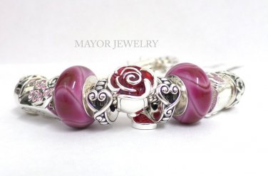 Authentic Chamilia Silver Toggle Bracelet with Disney Charm Gift Set #17