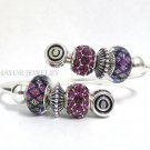 Authentic Chamilia Silver Bangle Bracelet with Charm Gift Set #11
