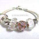 Authentic Chamilia White Leather Bracelet with Charm Gift Set #9