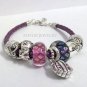 Authentic Chamilia Purple Leather Bracelet with Charm Gift Set