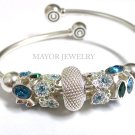 Authentic Chamilia Silver Bangle Bracelet with Charm Gift Set #9