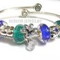 Authentic Chamilia Silver Bangle Bracelet with Charm Gift Set #8