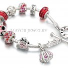 Authentic Chamilia Silver Toggle Bracelet with Disney Charm Bead Gift Set #7
