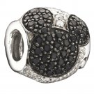 Authentic Chamilia Disney Jeweled Mickey Black- Clear CZ Charm Bead 2025-0677