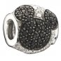Authentic Chamilia Disney Jeweled Mickey Black- Clear CZ Charm Bead 2025-0677