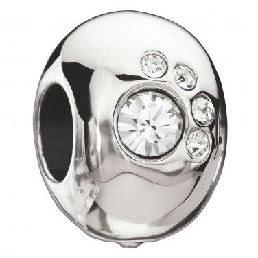 Authentic Chamilia Crystal Paw - Clear Charm Bead 2025-0782 "Gift Boxed"