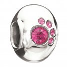 Authentic Chamilia Crystal Paw - Fuchsia Charm Bead 2025-0783 "Gift Boxed"