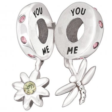 Authentic Chamilia Garden Secrets - Light Rose & Jonquil Charm Bead 2025-0837