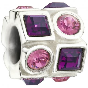 Authentic Chamilia Circle & Square - Pink & Purple 2083-0404