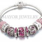 Authentic Chamilia Silver Snap Bracelet with Charm Gift Set #6