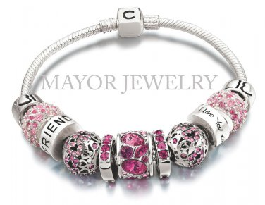 Authentic Chamilia Silver Snap Bracelet with Charm Gift Set #6