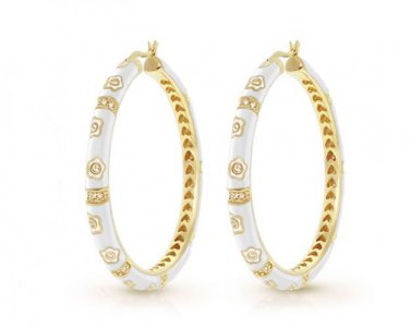 Authentic Lauren G Adams Large Hoops Flowers Earrings E-30101G 42967