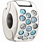Authentic Chamilia  Glimmer Lock - Blue and Clear Swarovski Charm Bead 1430-0006
