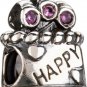 Authentic Chamilia Happy Birthday - Pink CZ Charm Bead JA-22 "Gift Boxed"