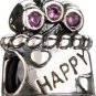Authentic Chamilia Happy Birthday - Pink CZ Charm Bead JA-22 "Gift Boxed"