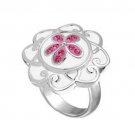 Kameleon KR009W - White Enamel Flower Ring Size 10