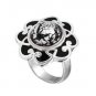 Kameleon KR009B - Black Enamel Flower Ring Size 9