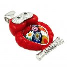 AUTHENTIC MURANO MILLEFIORI RED OWL MULTICOLOR PENDANT 8MP3051 BY ALAN K