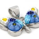 AUTHENTIC MURANO BLUE BUTTERFLY MILLEFIORI ANIMAL PENDANT 8MP187D5 BY ALAN K