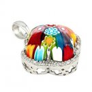 AUTHENTIC MURANO MILLEFIORI CLOVER PENDANT WITH CZ ACCENTS 8MP3140 BY ALAN K