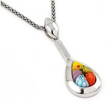 AUTHENTIC MURANO MILLEFIORI DANGLING SMALL DROP PENDANT 8MP684 BY ALAN K
