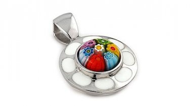 AUTHENTIC MURANO MILLACRELI MULTI COLOR FLOWER PENDANT 8MP550 BY ALAN K