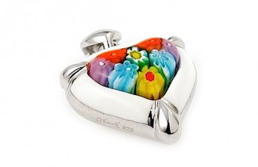 AUTHENTIC MURANO MILLACRELI MULTI COLOR SMALL HEART PENDANT 8MP2650 BY ALAN K