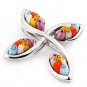 AUTHENTIC MURANO MILLEFIORI MULTI COLOR CURVED CROSS PENDANT 8MP413 BY ALAN K