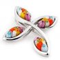 AUTHENTIC MURANO MILLEFIORI MULTI COLOR CURVED CROSS PENDANT 8MP413 BY ALAN K