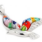 AUTHENTIC MURANO FACETED BIRD MILLEFIORI ANIMAL PENDANT 8MP2780 BY ALAN K