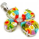 AUTHENTIC MURANO FACETED MILLEFIORI CROSS PENDANT WITH CZ 8MP1750 BY ALAN K