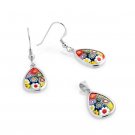 AUTHENTIC MURANO TEARDROP SHAPE SET PENDANT AND EARRINGS 8MS100 BY ALAN K